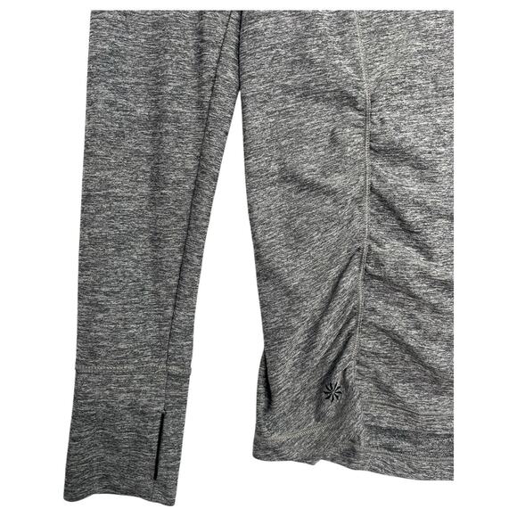 Athleta Top Womens Medium Gray Quarter Zip Long Sleeve Ruched Athletic Sporty - Picture 3 of 13